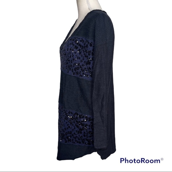 Free People Sequin Striped Tunic Sweater - Picture 4 of 5
